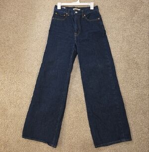 Levi's Premium Women's RibCage Wide Leg Dark Blue Denim Jeans 28